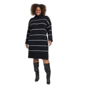 Women's Ava & Viv Sweater Dress Black/White Size 1X